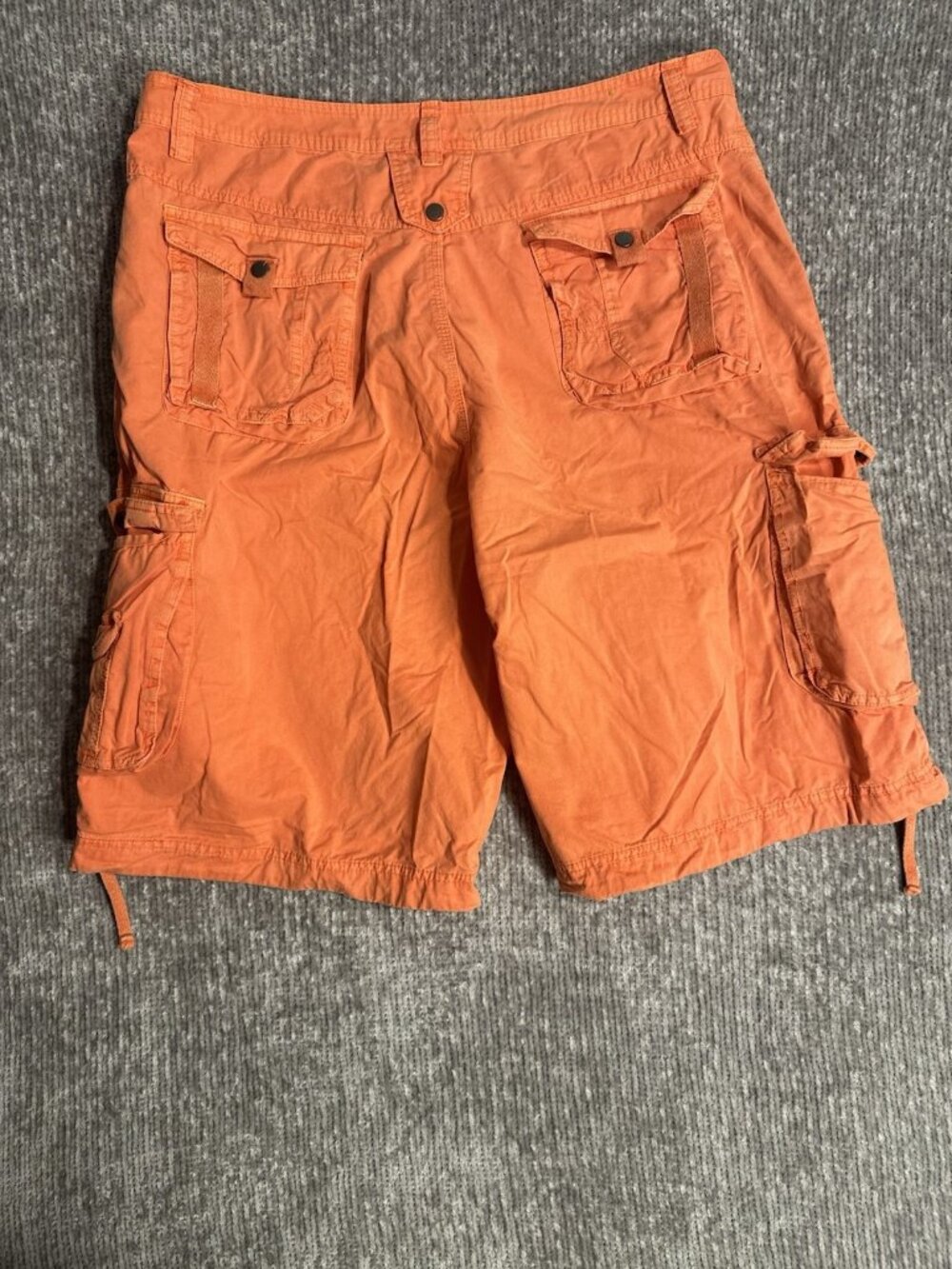 Vintage Y2K Seven Souls Cargo Utility Shorts Orange Multi Pockets Size 38 - Picture 10 of 12